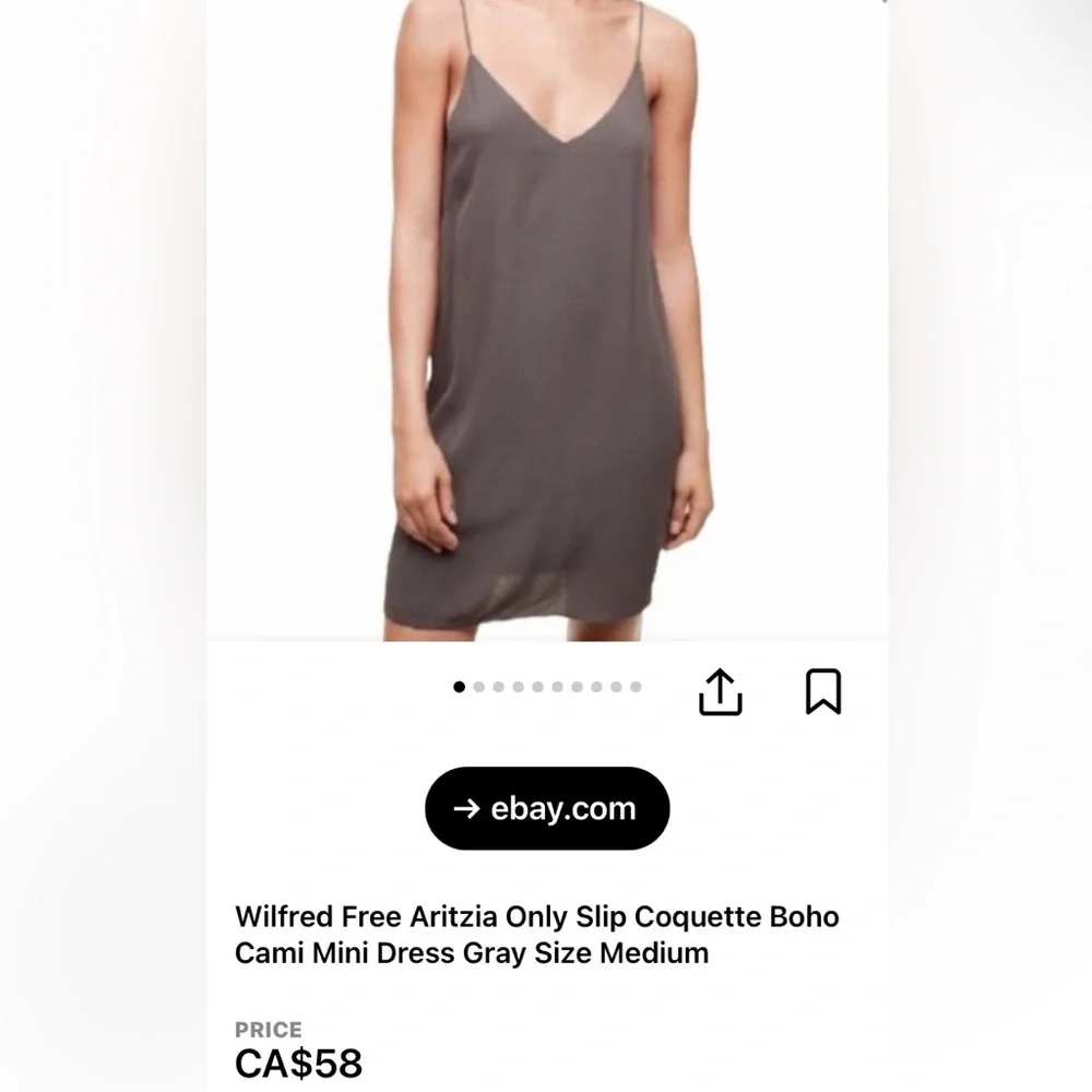 Aritzia Wilfred Free Elegant Taupe Slip Dress! Size Medium - Picture 13 of 17